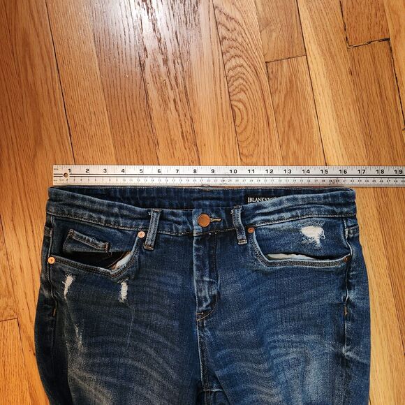 Blank NYC Crop Girlfriend Jeans, Medium Blue, Distressed, Sz 30 - Picture 7 of 10